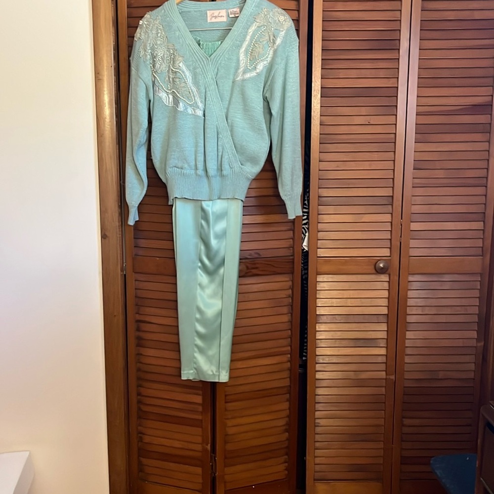 Light blue pants and sweather set
